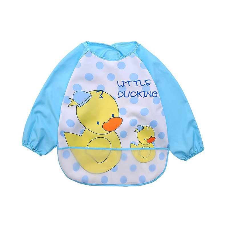 Bonito babadores do bebê da criança à prova dtoddler água manga longa avental dos desenhos animados animais crianças bebês da menina do menino: little duck