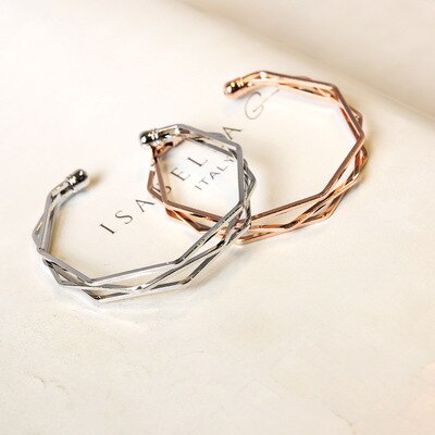 HUANZHI or géométrique multi-couche ouverture Bracelet métal cuivre losange stéréoscopique exagération Bracelet