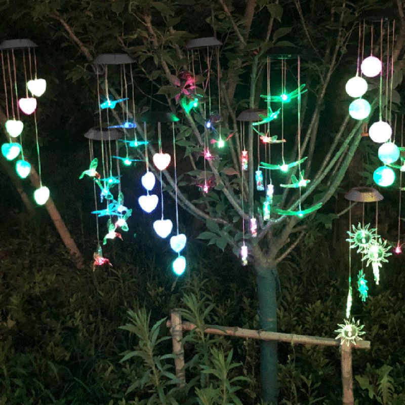 Esfera de partículas, luz Solar de viento, luz LED para jardín, lámpara giratoria para colgar, decoración del hogar, patio de césped cambiante de Color