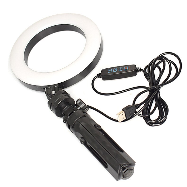 6-inch LED Ring Light Tricolor Light With Tripod Bracket Video Selfie Makeup Fill Light Suitable For Live Light Source
