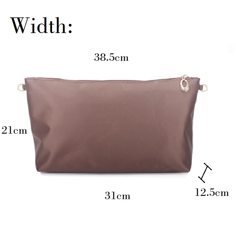 Nylon Tasche Einfügen Organizer Mit Zipper Taschen Weiches Licht Perfekte Geldbörse Veranstalter zu Halten Alles Ordentlich bolsa de maquiagem: Coffee Width