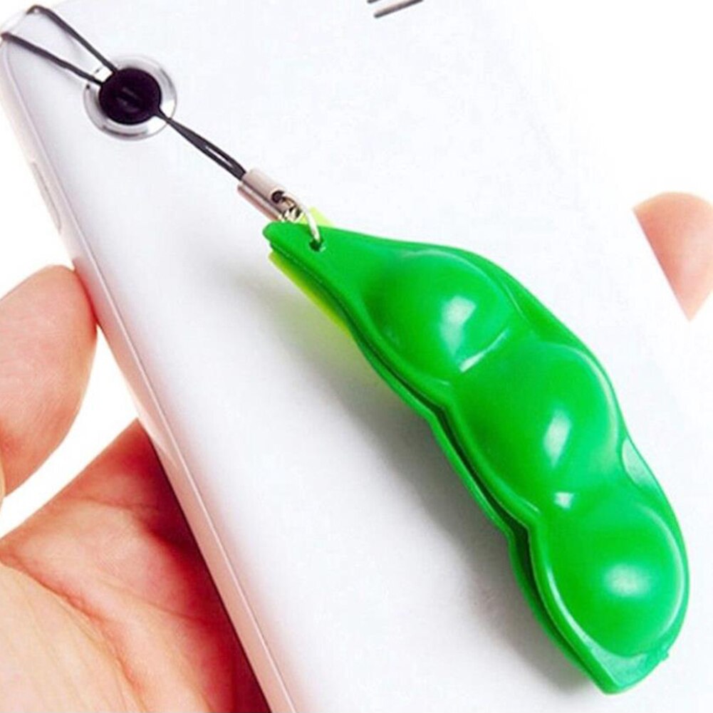 Groene Sojaboon Vorm Stress Decompressie Kid Volwassen Speelgoed Sleutelhanger Hanger