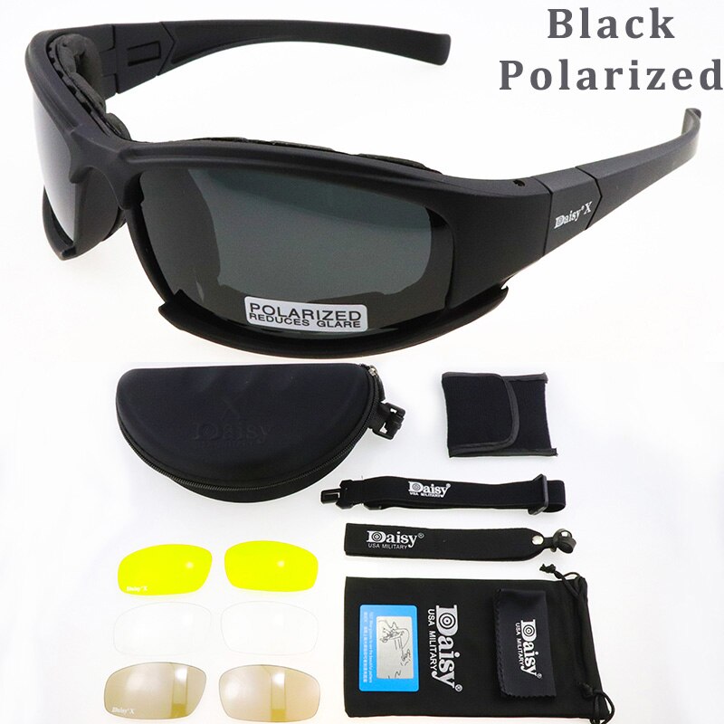 Daisy  x7 polariserede fiskerisolbriller mænd kvinder fiskebriller camping vandreture kørsel cykel briller sport cykelbriller: Sortpolariseret