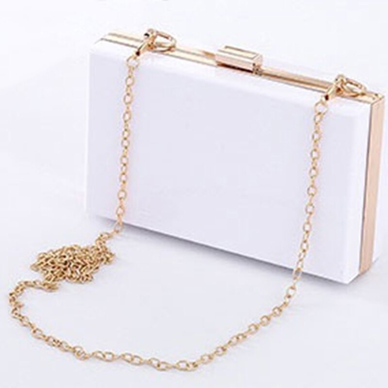 Transparent Ladies Bag Acrylic Color Box Brand Ladies Evening Dress Portable Messenger Bag Wedding Female Clutch Bag: white