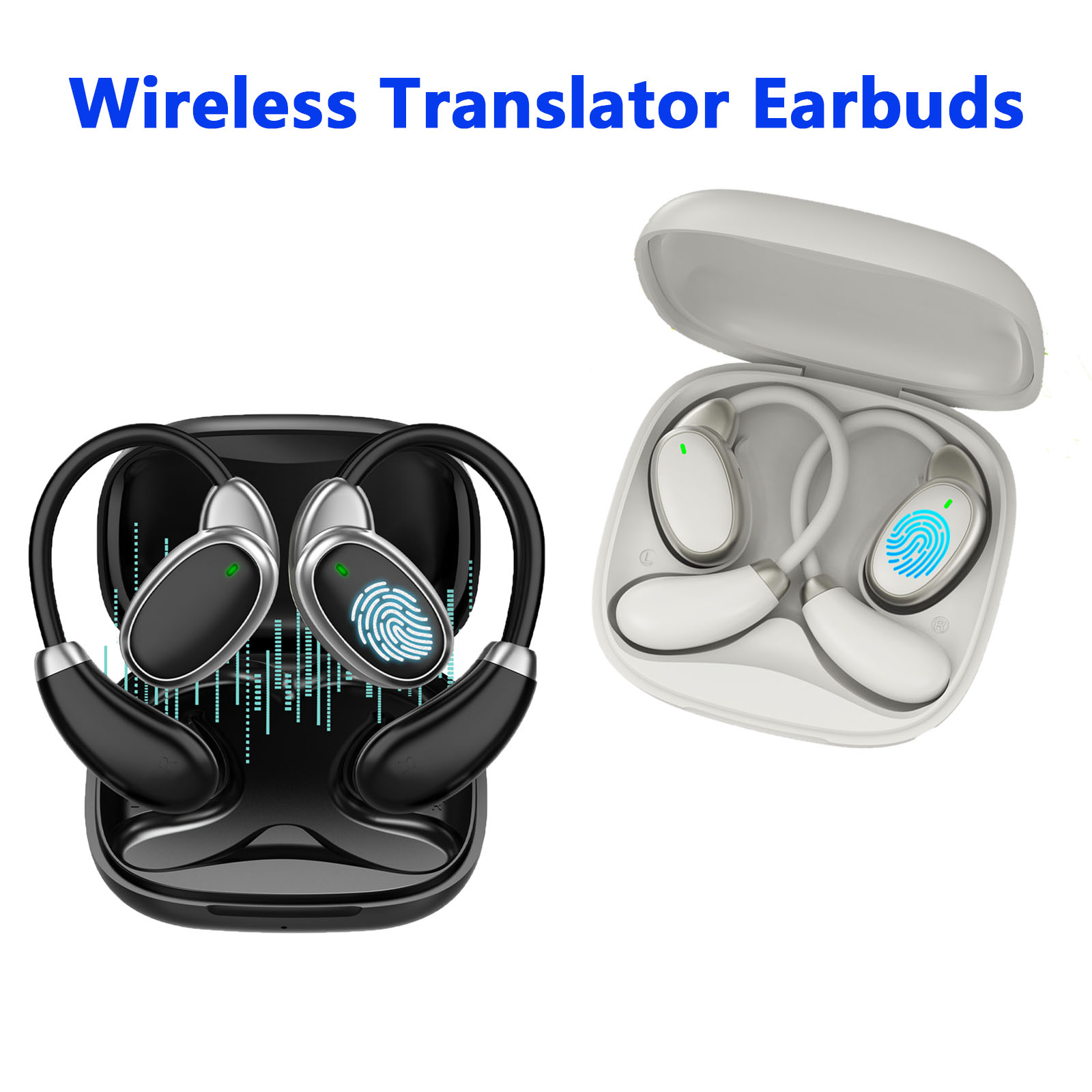 150 Languages Translator Earbuds Portable Two-way Instant Voice Translator Wireless Bluetooth Earphones for Travel Meeting Learn
