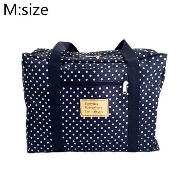 Riverdale marka wodoodporna nylonowa torba na ubrania walizka bagaż Unisex Duffle torba o dużej pojemności kobiety składane torebki Trave Bag: Blue polka dot M