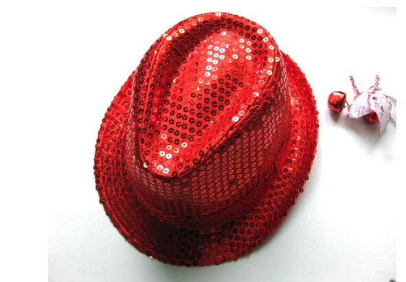 Sexy Sequin Hoed Podium Hoed Festival Optredens Cap Multicolor: red