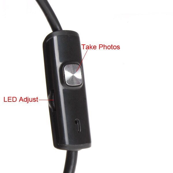 Mini zwarte 6 led 1m/7mm lens endoscoop camera waterdichte inspectie endoscoop camera voor android pc telefoon en notebook apparaat