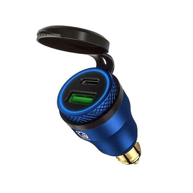 Type C Power Adapter Fast Charger Socket Plug Aluminum Waterproof 1pcs: Blue