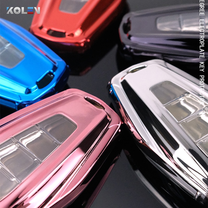 Soft TPU Car Remote Key Case Cover Holder Shell Geely Coolray 4 Buttons Car Styling Accessories Fob Buckle Keychain