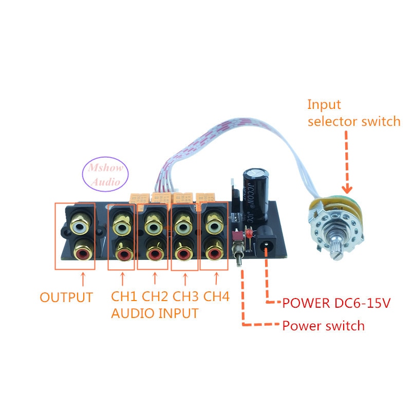 hifi audio 4 pairs RCA input Source Selector Signal Selector Switching For Preamp Power Amplifier 4 IN 1 OUT