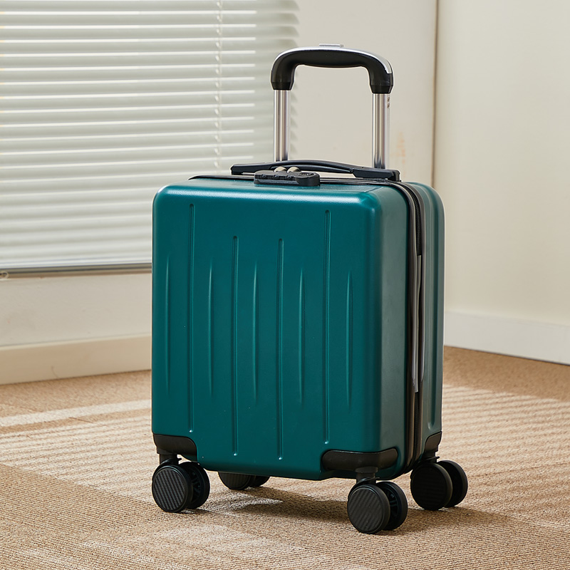 Valise de voyage unisexe à roulettes PC, 14 pouces, , à la , ABS, mini valise d'embarquement, petite main, Lu: green