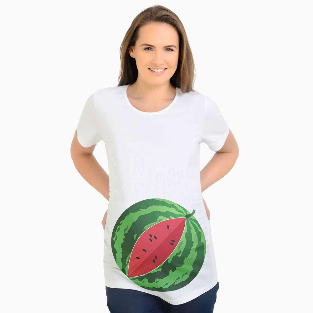 T-shirt de grossesse pour femmes, vêtement de maternité, amusant, imprimé pastèque, été: XXL