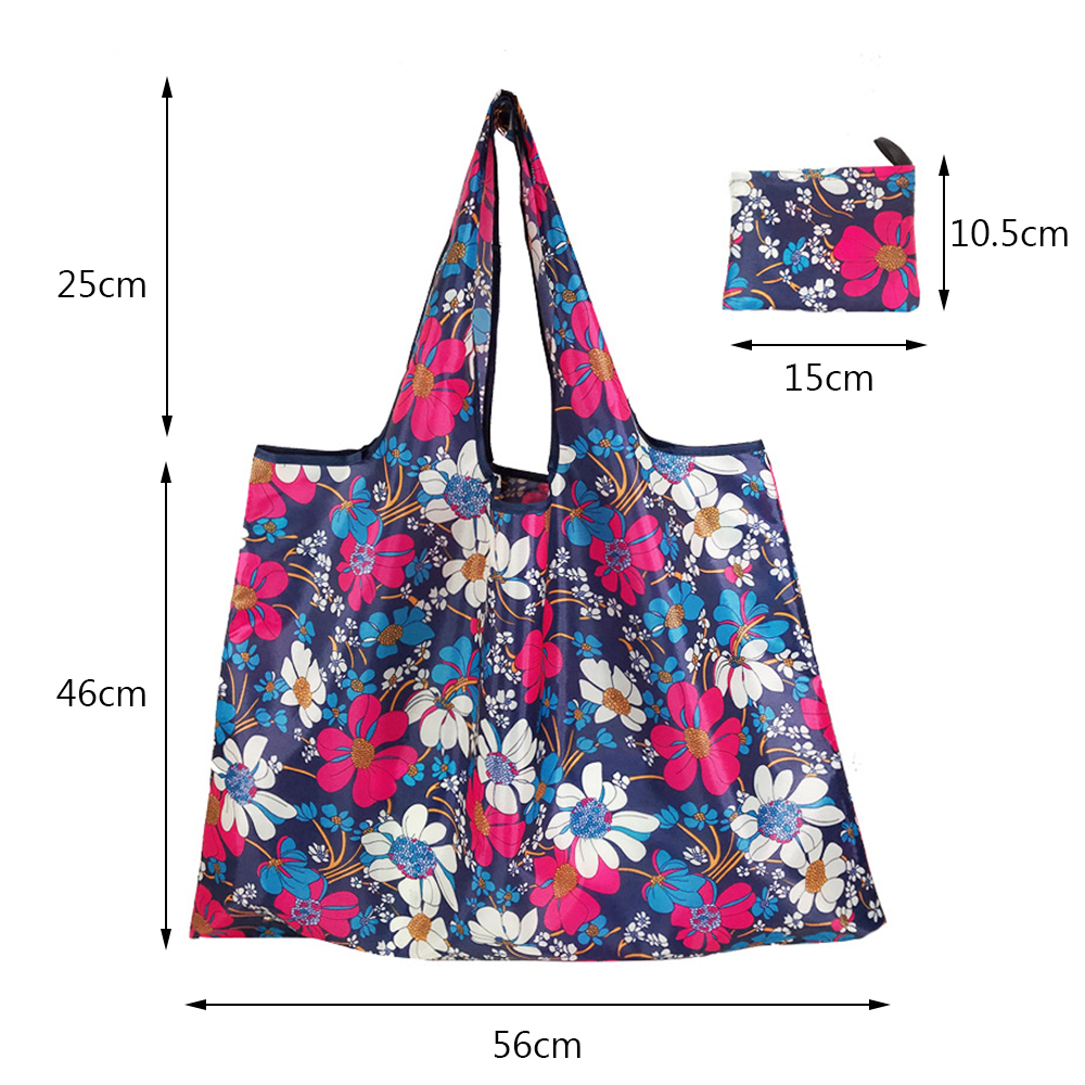 Foldable Shopping Bags Eco Reusable Storage Bags Cartoon Animal Floral Fruit Pattern Sundries Organizer Bags 56x46cm 1PC
