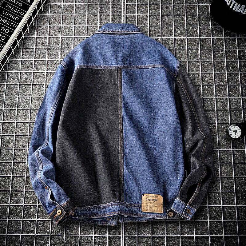 Autumn Hip Hop Patchwork Mens Denim Jacket Young Street Jacket Men Plus Size Jeans Men Jacket