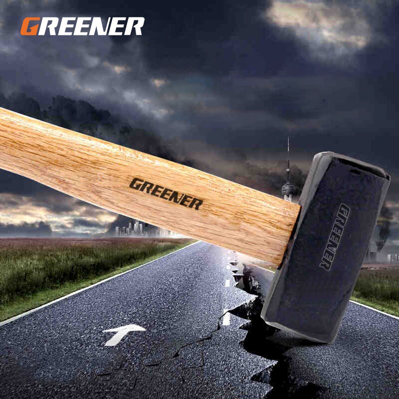 GREENER Sledgehammer Iron Hammer Square Head Wooden Handle Solid One Heavy Masonry Hammer Smashing Wall Demolition Masonry Tools