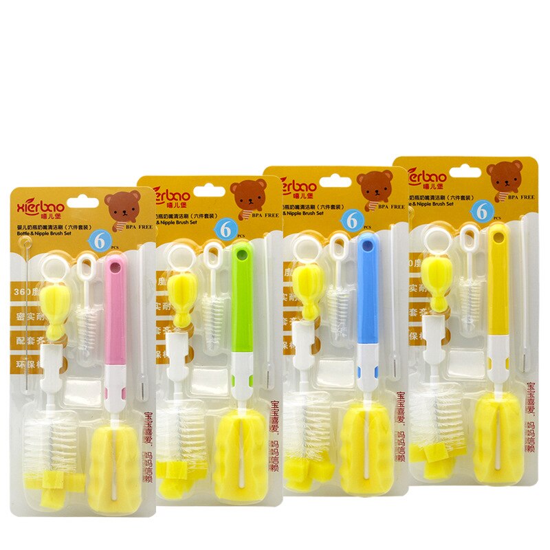 Flasche Pinsel Werkzeug Set, Schnuller Pinsel Saug Rohr Pinsel 6-Stück Set, flasche Reinigung Schwamm Flasche Pinsel Werkzeug Set