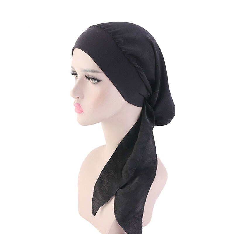 Elastische Haarband Hoofddoek Hoed Zijde Imitatie Vrouwen Tulband Hoed Mode Moslim Tulband Hijab Hoeden Indiase Cap Wrap Cap 12 kleur: style6