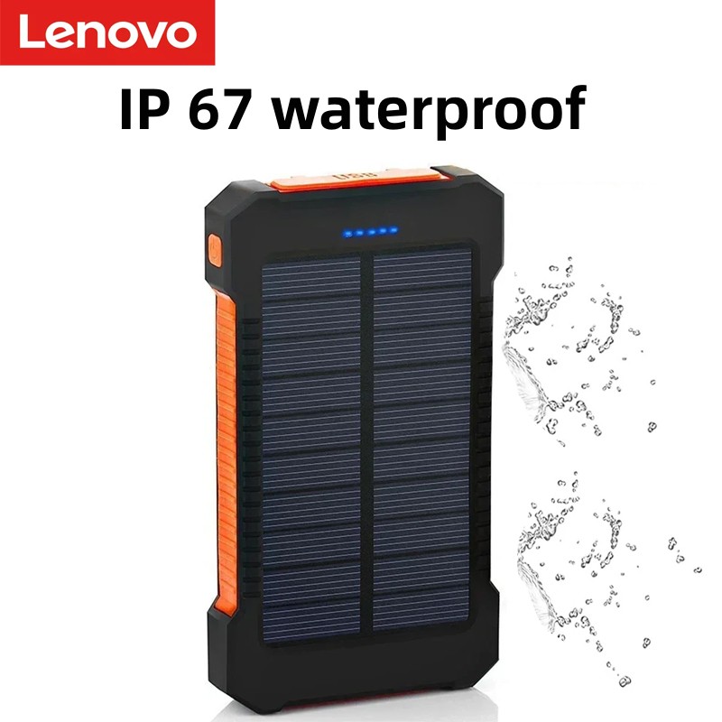 Lenovo 200000 mAh solar powerbank acampamento ao ar livre carregador portátil powerbank à prova dwaterproof água carga rápida bateria externa de alta capacidade