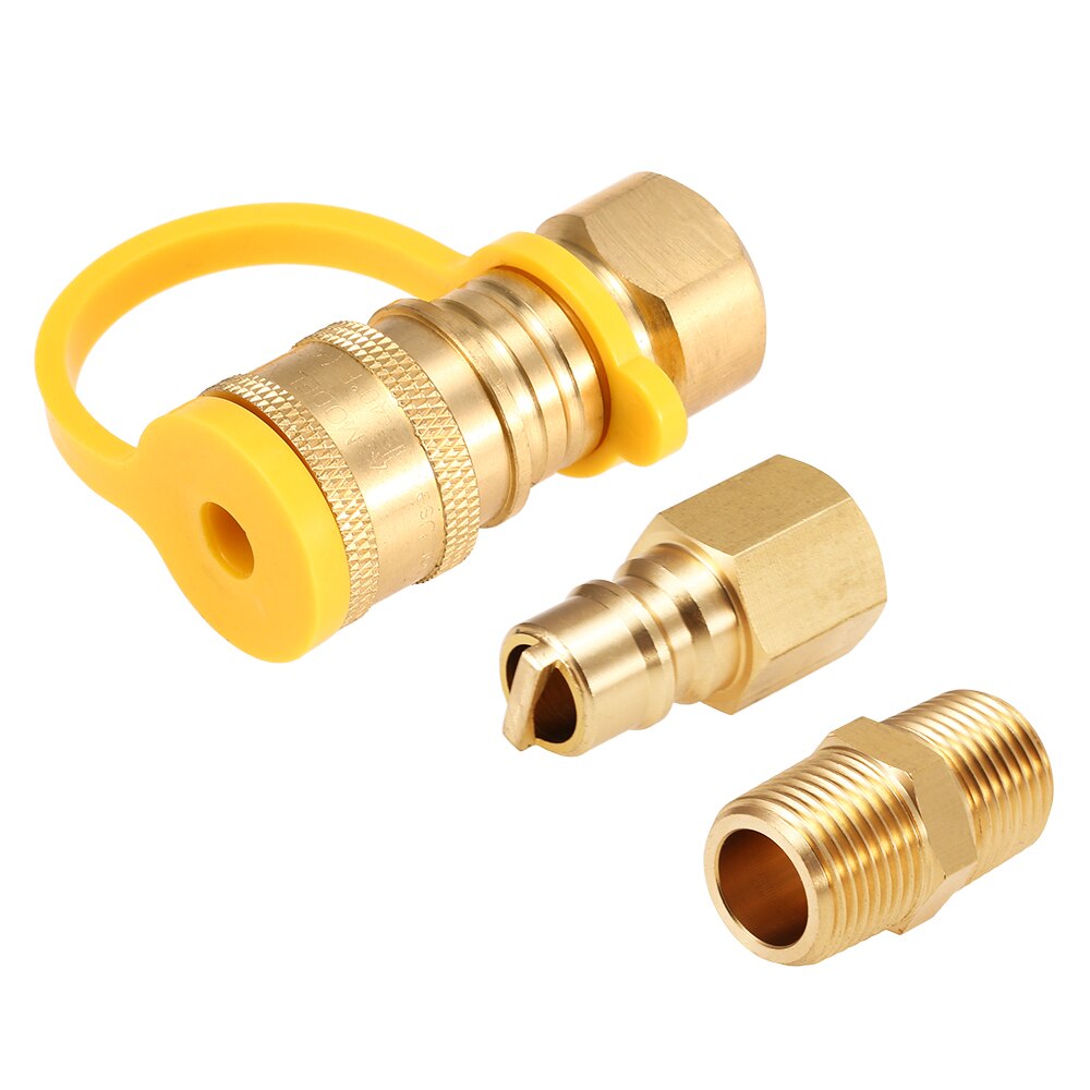 Adaptador de Gas de latón sólido 1/4 ''RV propano adaptador de conexión estufa de Gas Natural tanque de Gas Kit de desconexión rápida con válvula de cierre
