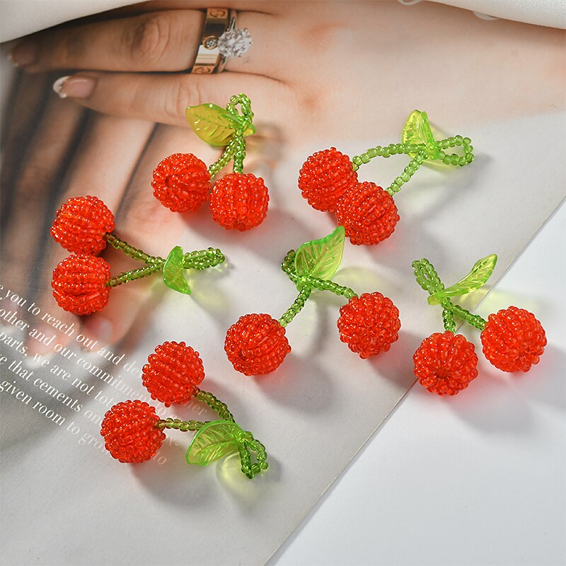 Cute red strawberry/Cherry shape 20pcs/lot handmade 3D floating lock charms diy jewelry earrings accessory