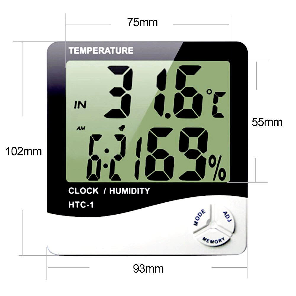 LCD Digital Temperature Humidity Meter Home Indoor Outdoor Electronic Thermometer Hygrometer Weather Station With Alarm Clock