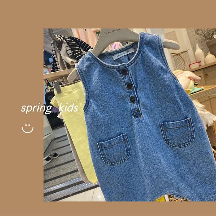 Ins Baby Spring And Autumn Children&#39;S Clothing Boys And Girls Baby Suits Denim Suspenders Jumpsuits Cotton Striped T-Shirt