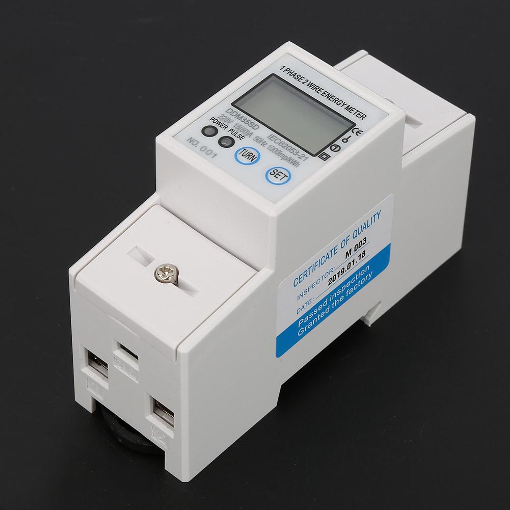 Single Phase 2P LCD Din Rail Electricity Power Consumption Wattmeter Energy Mete DDM35SD 15-60A