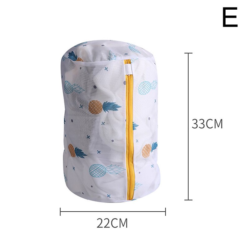 Pineapple Printing Zippered Mesh Laundry Bag Polyester Washing Net Bag For Underwear Sock Washing Machine Clothes Bra Bags: E