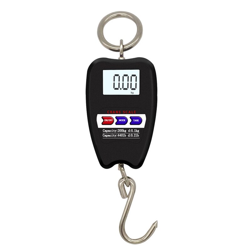 Mini Crane Scale Weighing Digital Industrial Hanging Scale 200Kg/441Lb Heavy Duty Hanging Hook Scales: Black