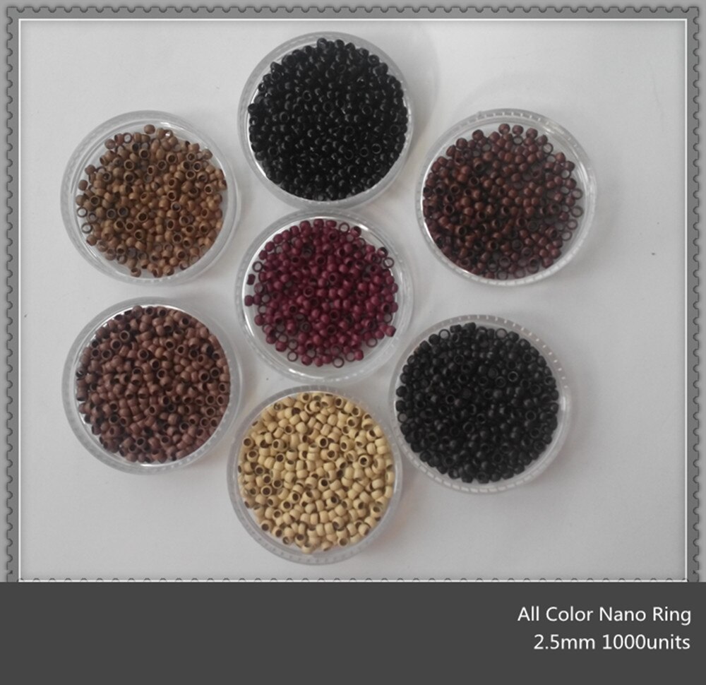 10000 unidades extensión de cabello Nano anillo cuenta 2,5mm Micro anillo herramientas para Nano punta extensión de cabello 8 opciones de Color