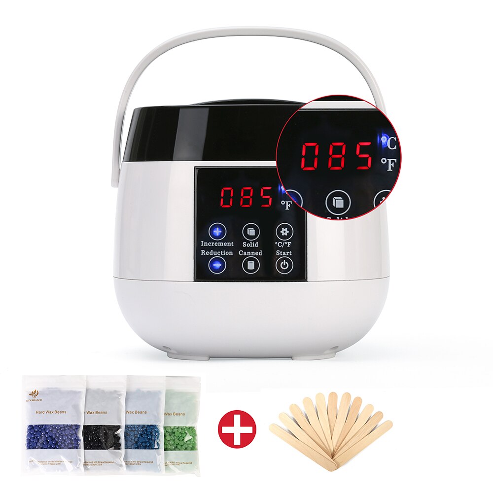 MS DEAR-máquina de depilación cera calentador, Kit de depilación cera depiladora cera eléctrica: White-EU Plug Set