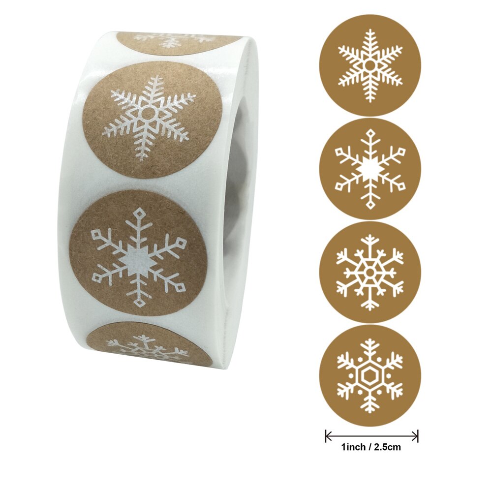 100-500pcs Round Christmas Stickers 6 Styles Snowflake Sticker Halloween Cute Lable For Scrapbooking Stationery Sticker
