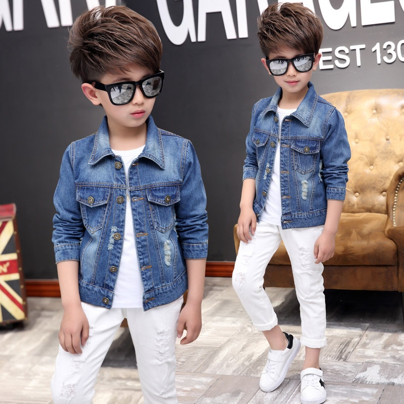 Nouveaux enfants décontracté Denim Vestes Garçons Automne Denim manteaux pour vêtements de dessus Fille Lavé Mince Veste Manteau