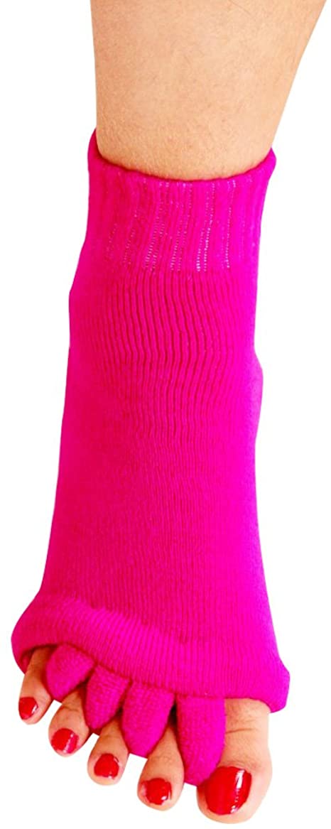 Calcetines separadores de cinco dedos para Yoga y gimnasio, calcetín de alineación para el dolor, masaje de salud, previene calambres en los pies, un par: 1Pair Hot pink