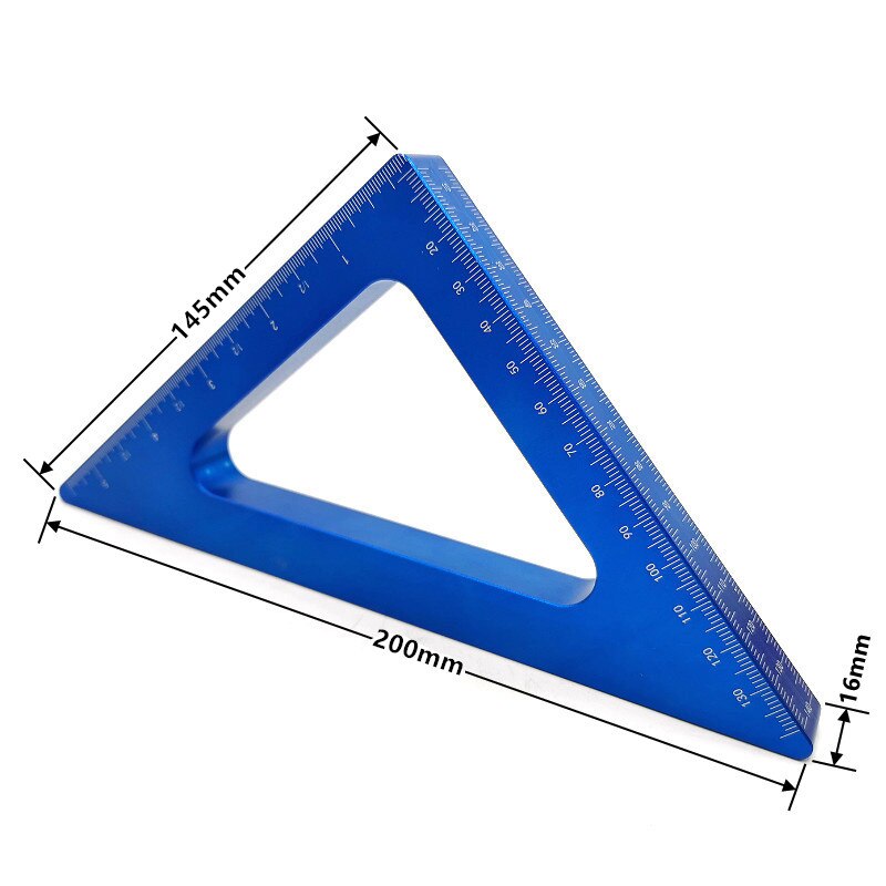 45 Degree Aluminum Alloy Angle Ruler Inch Metric Triangle Ruler Carpenter&#39;s Workshop Woodworking Square Measuring Tools: Bigger Blue
