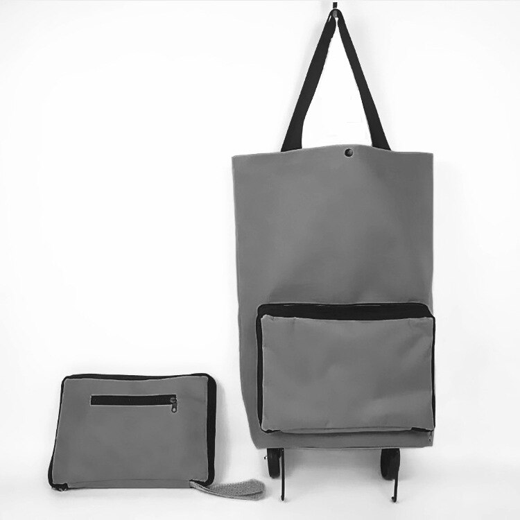 Sac de courses pliable, achat de cuisine, sac de rangement pour aliments, chariot à roulettes, sac de rangement pour légumes, sac Portable: Big gray