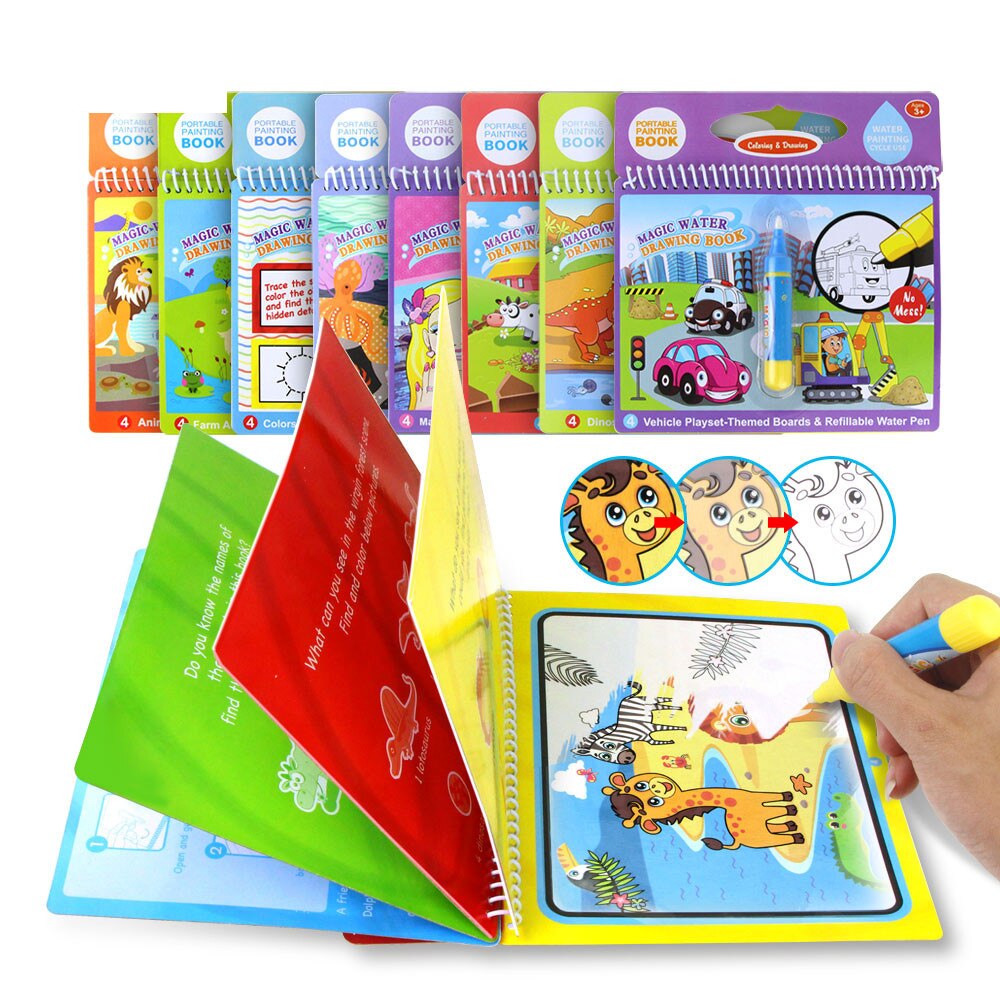 Mugoyrt Magic Water Drawing Kids Boek Kleuring Doodle & Magic Pen Tekening Speelgoed Vroegschoolse Educatie Voor Kinderen