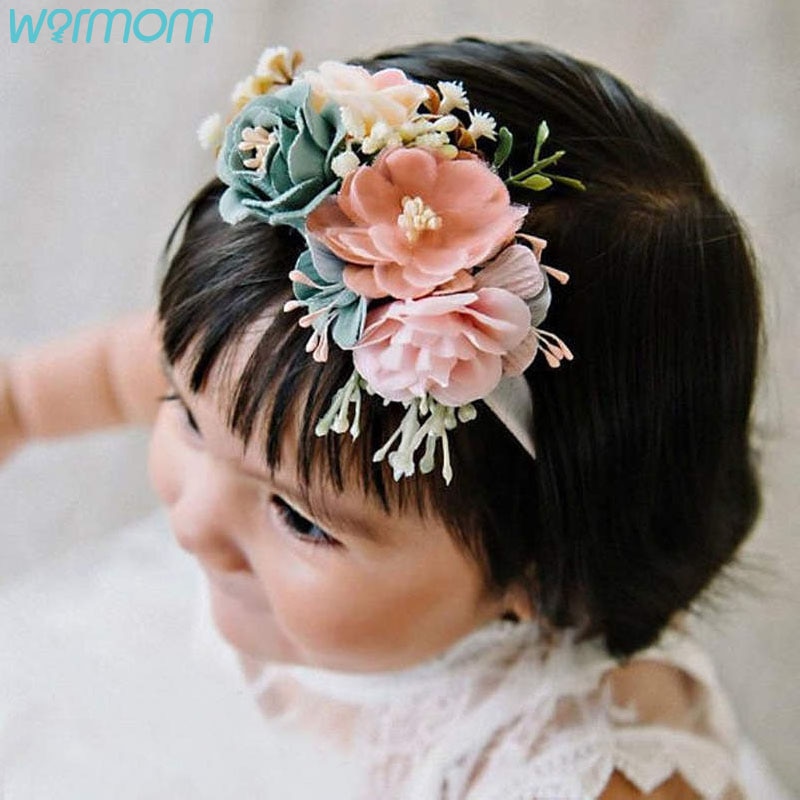 Warmom Blume Nylon Baby Mädchen Stirnband Blumen- Kranz Säuglings Stirnband Baby Haar Zubehör Neugeborenen Fotografie Requisiten Turban