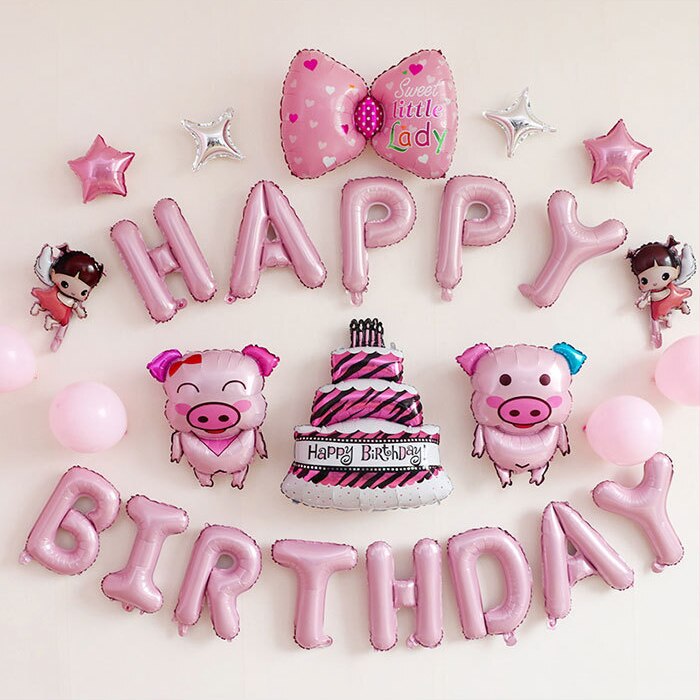 Birthday Party Decoration Happy birthday Banner Fringe Curtain Tablecloth Heart Star Confetti Balloons for Girl Boy Kids Adults: 7