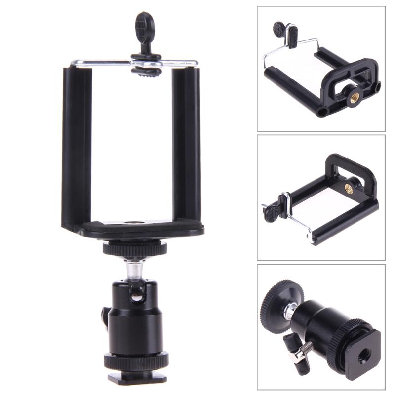 Adaptador de Tripé de câmera do Flash Bracket Mount 1/4 Bola De Cabeça com Suporte Do Telefone