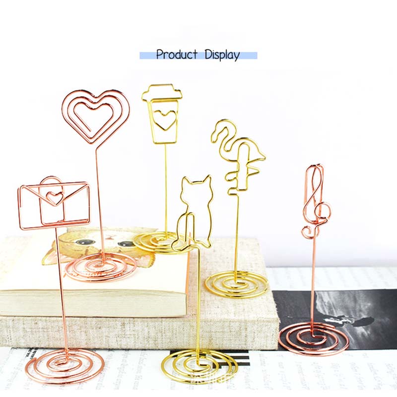 10pcs Table Number Holder Various Shapes Place Cards Holders Stands Photo Note Clips for Wedding Birthday Event Reception Decor