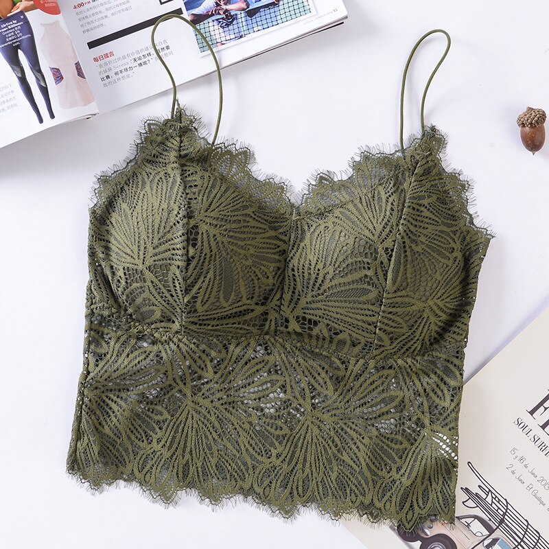 Girls Bras Seamless Thin Straps Bra Sexy Lingerie Comfort Wireless Bras For Women Underwear Padded Push Up Bralettes Top: green