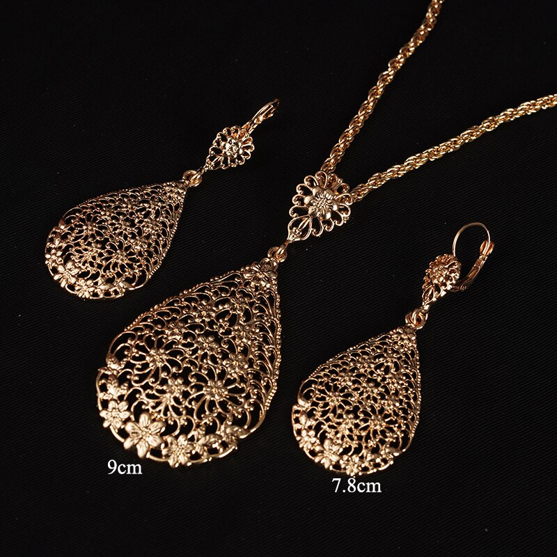 Marokkaanse Sieraden Collectie Arabische Dubai Bruids Sieraden Collectie Vergulde Armband Vrouwelijke Oorbellen Ketting