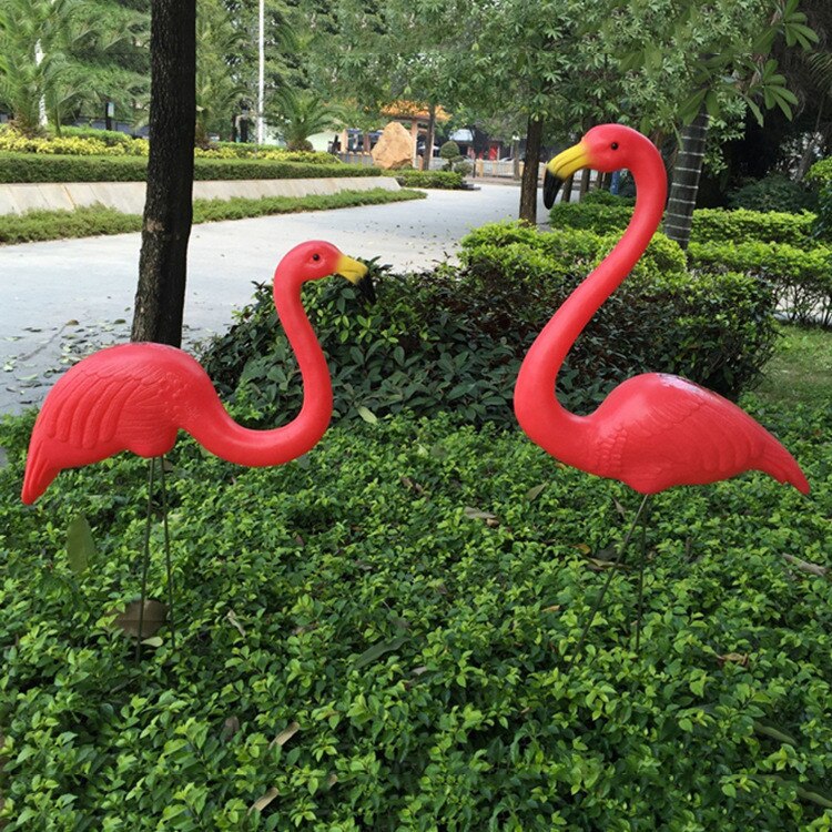 Decoración Artificial de jardín, flamencos rojos/rosas, decoración para patio, decoración para paisajismo, decoración de animales de plástico para césped