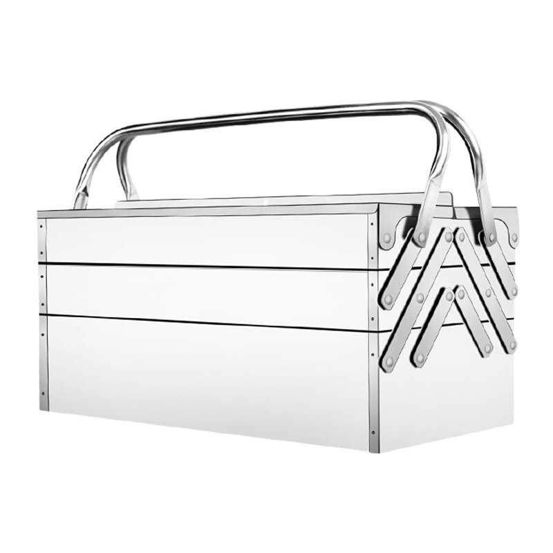 Upgrade Stainless Steel Tools Box Complete Toolbox Metal Side-opening Double-handle Storage Folding Tool Storage