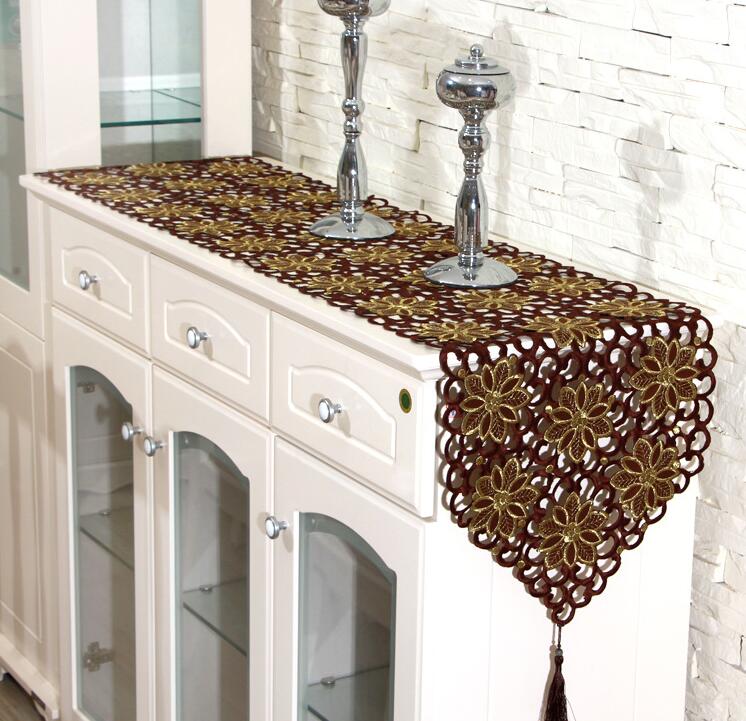 Fyjafon Table Runner Classical Table Runners 40*150cm To 40*246cm Hollow Modern Embroidered Table Runner Coffee