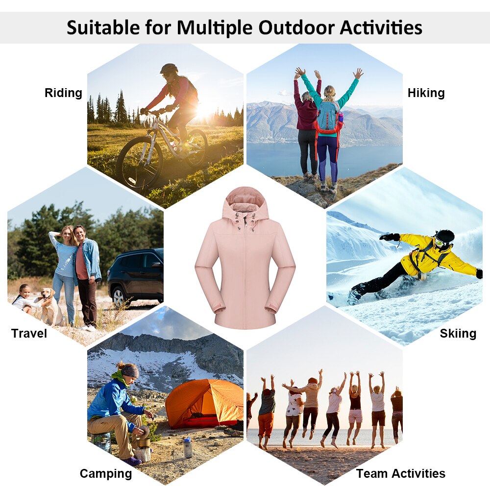 Women Mountain Waterproof Shell Jacket Ski Jacket Windproof Jacket Winter Warm Jacket for Camping Hiking Skiing