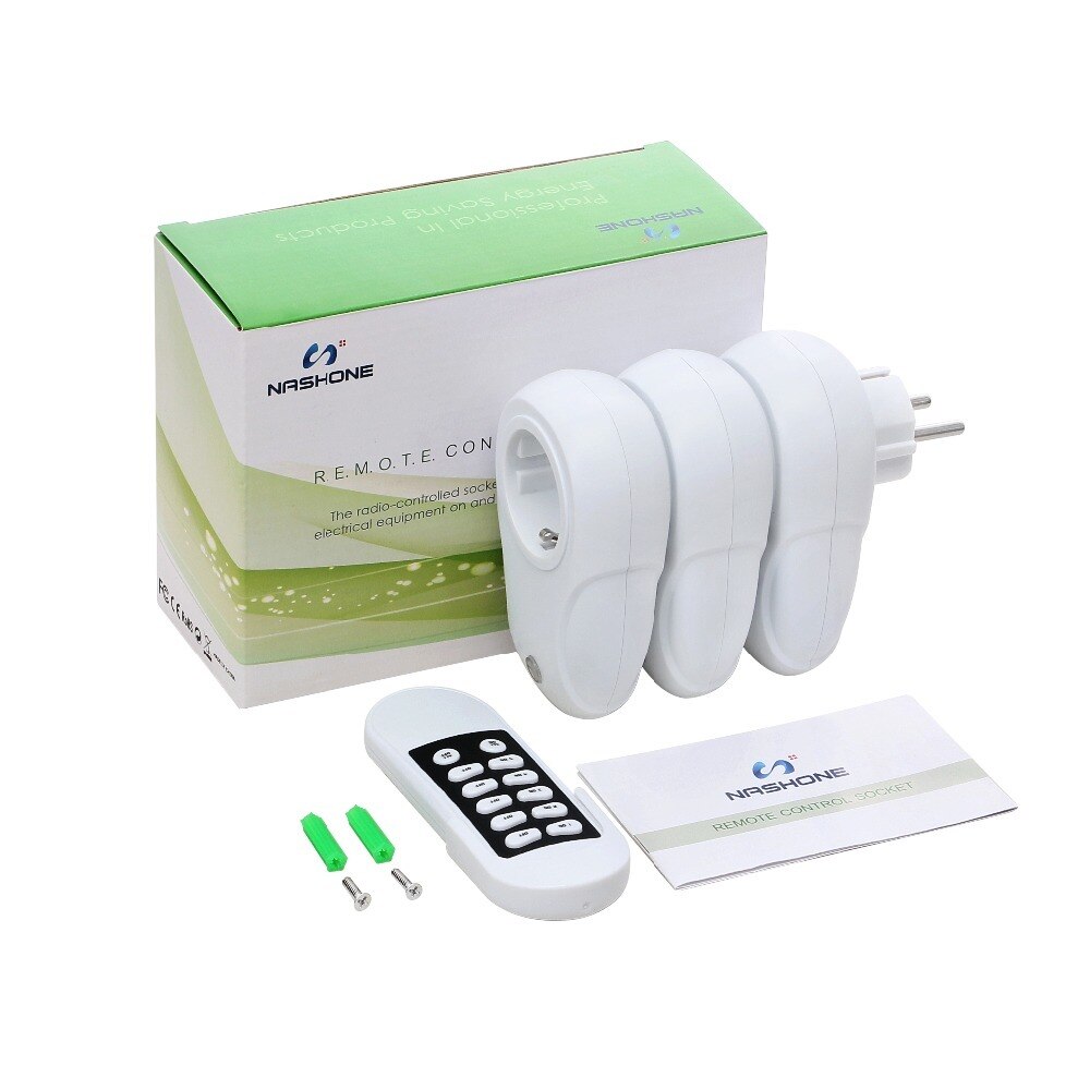 Nashone Wireless Remote Control Sockets Programmable Electrical Outlet Light Switch Plug for Power Strips, Household Appliances