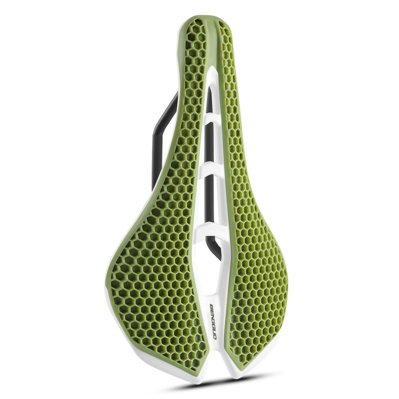 Fiets 3D-zadel Honingraat schokabsorberende zitting Hol ademend kussen Comfortabele racefietsuitrusting: legergroen